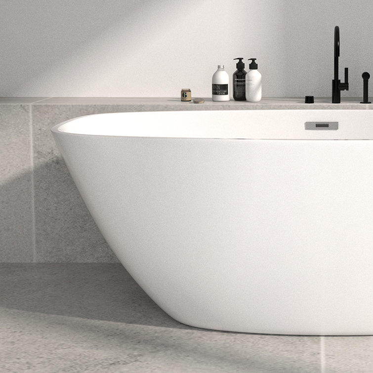 Topcraft 67"x 30" Freestanding White Acrylic Bathtub Modern Stand Alone